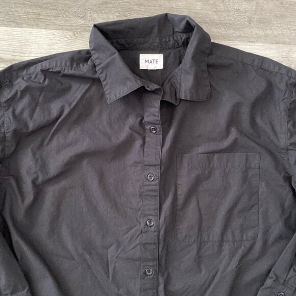 MATE the Label Poplin Organic Cotton Button Down Shirt Womens Large Jet Black - Picture 9 of 12